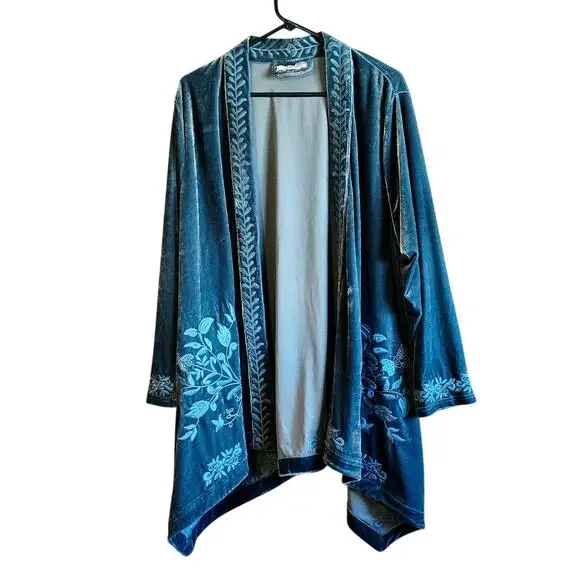 Anthropologie Floriana floral embroidered velvet cardigan size 1x - Picture 2 of 6